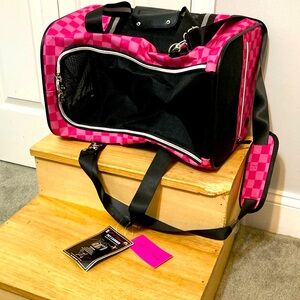 Betsey Johnson Pink Checkered Pet Carrier